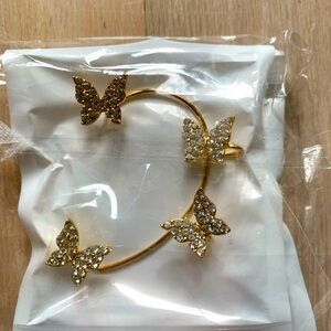 NWT BUTTERFLY AND FLOWER EAR CUFF JEWELRY - TWO PAIRS